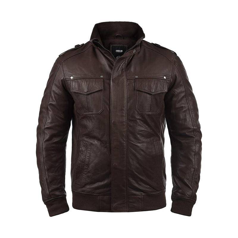 Solid Camash Men's Leather Jacket – Minimalist & Timeless Design