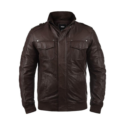 Solid Camash Men's Leather Jacket – Minimalist & Timeless Design