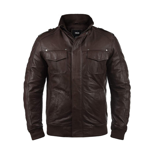 Solid Camash Men's Leather Jacket – Minimalist & Timeless Design