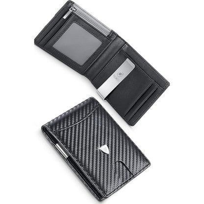 Men's Carbon Fiber Wallet – RFID Protection, Coin Pocket, Credit Card Holder