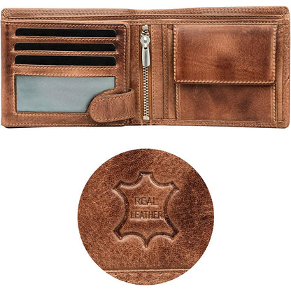 Men's Leather Horizontal Wallet with RFID Protection – 9 Credit Card Slots