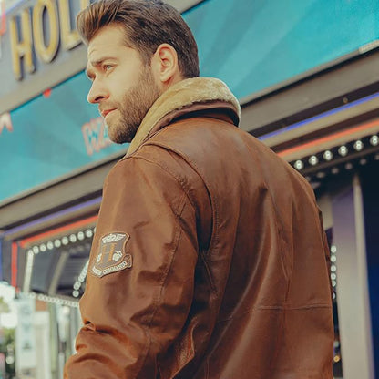 Men's Genuine Leather Bomber Jacket – Removable Fur Collar