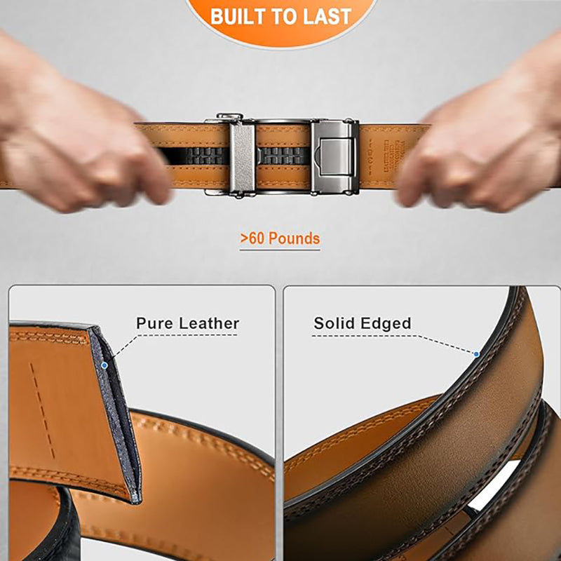 Men's Belt – 2-Pack, Automatic Leather, 35mm, Adjustable Size