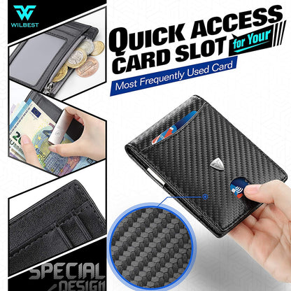 Men's Carbon Fiber Wallet – RFID Protection, Coin Pocket, Credit Card Holder