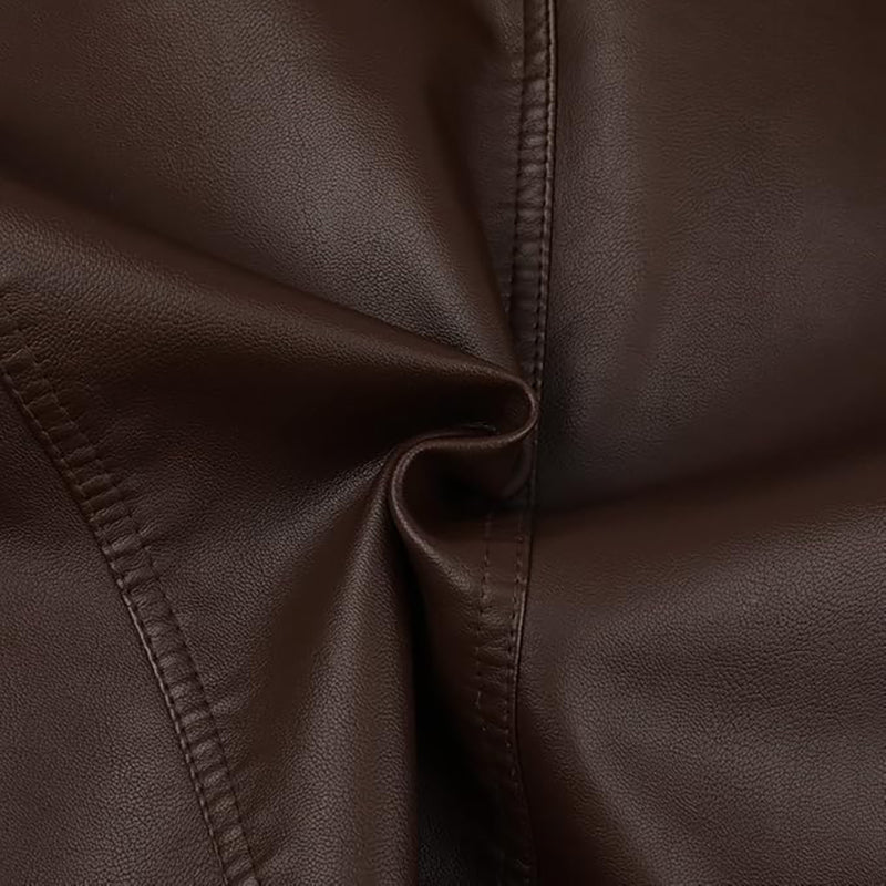Men's Eco-Friendly Faux Leather Jacket – Quilted, Stand-Up Collar, Mid-Season, Classic Biker Style