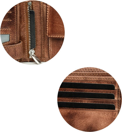 Men's Leather Horizontal Wallet with RFID Protection – 9 Credit Card Slots