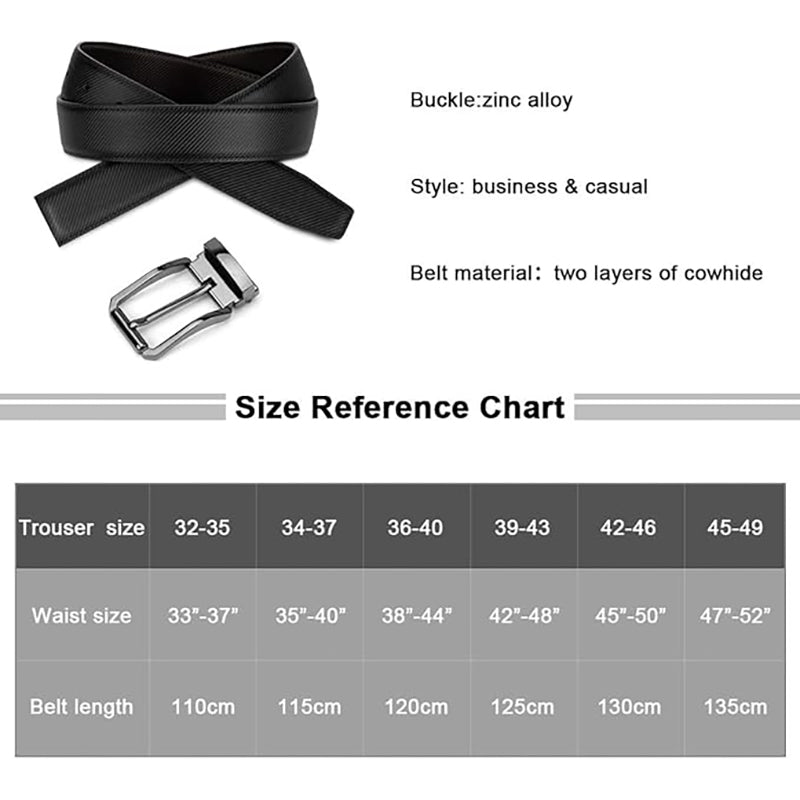 Leather Belt for Men – 3cm, Reversible with Black Buckle