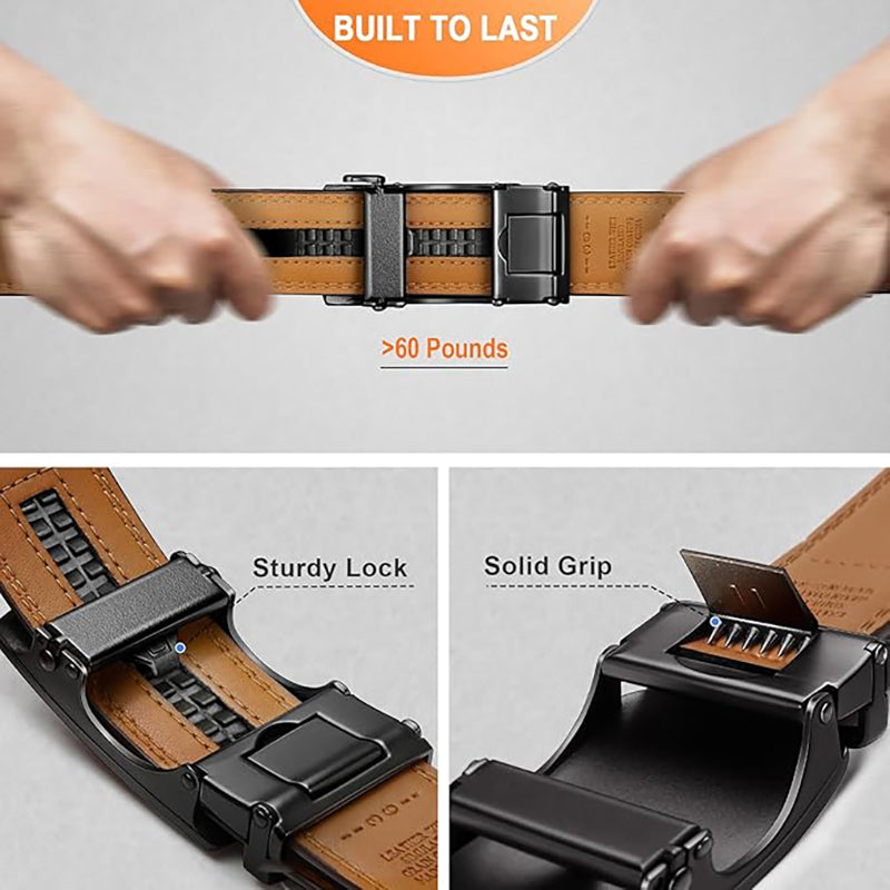 Men's Automatic Leather Belt – 35mm, Adjustable Size