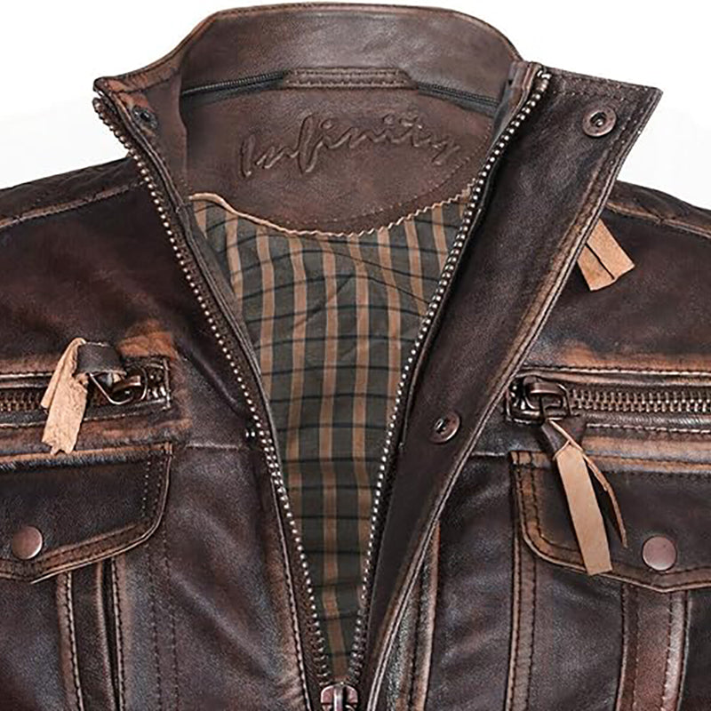 Infinity Leather Men's Vintage Biker Jacket – Warm & Stylish