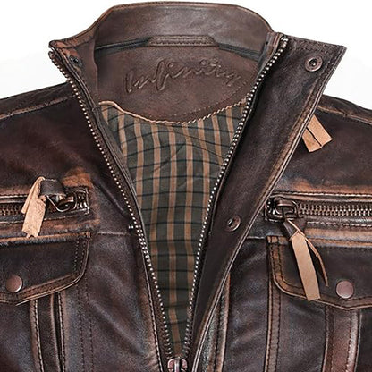 Infinity Leather Men's Vintage Biker Jacket – Warm & Stylish