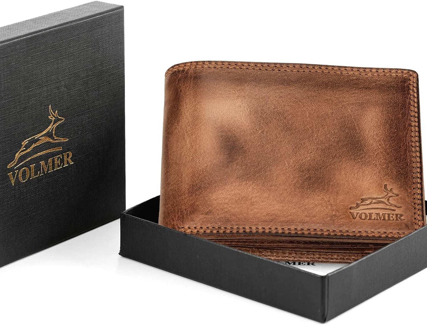 Men's Leather Horizontal Wallet with RFID Protection – 9 Credit Card Slots